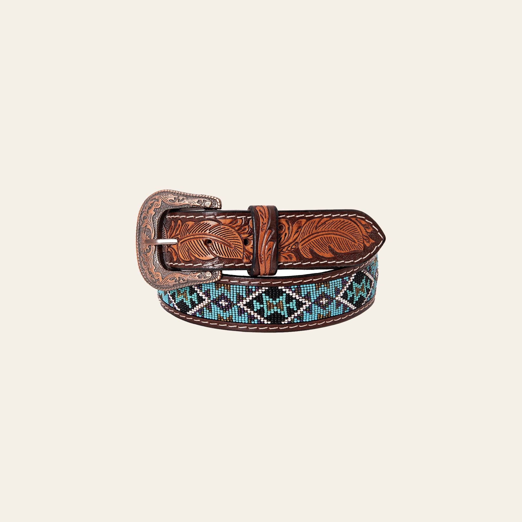 HILASON Western Genuine Leather Belt for Men Women Cowboy Cowgirl Handmade Unisex Full Grain Heavy Duty Tooled Beaded