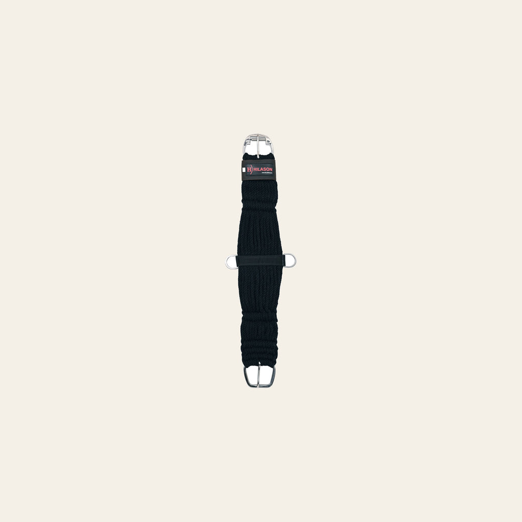 HILASON Horse Western 27 Strand Double Weave Black Roper Cinch | Girth Strap for Horses Back Saddle