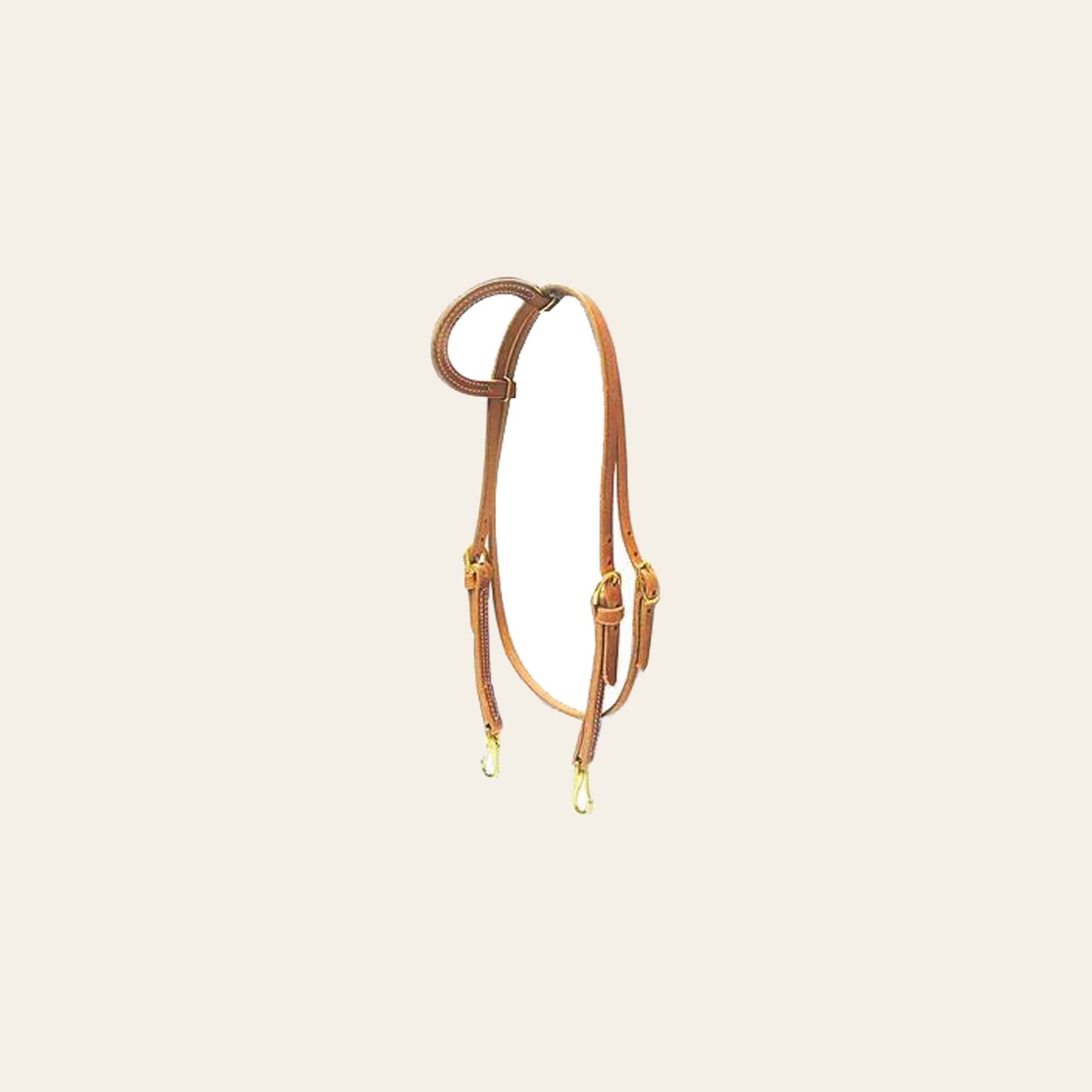 Hilason Single Ear Horse Headstall W/ Snap Cheeks Tan