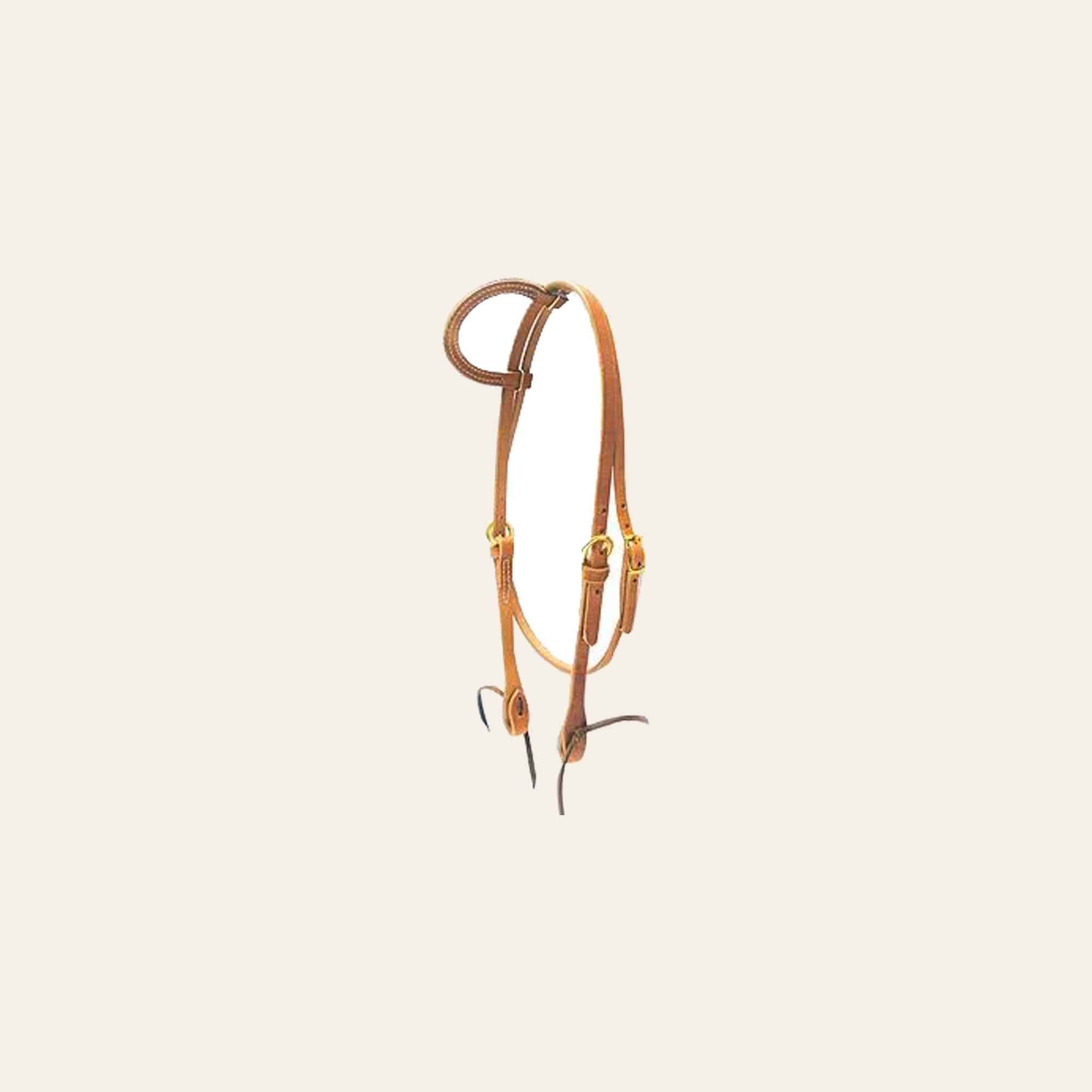 Hilason Single Ear Horse Headstall W/ Throat Laced Cheeks Tan
