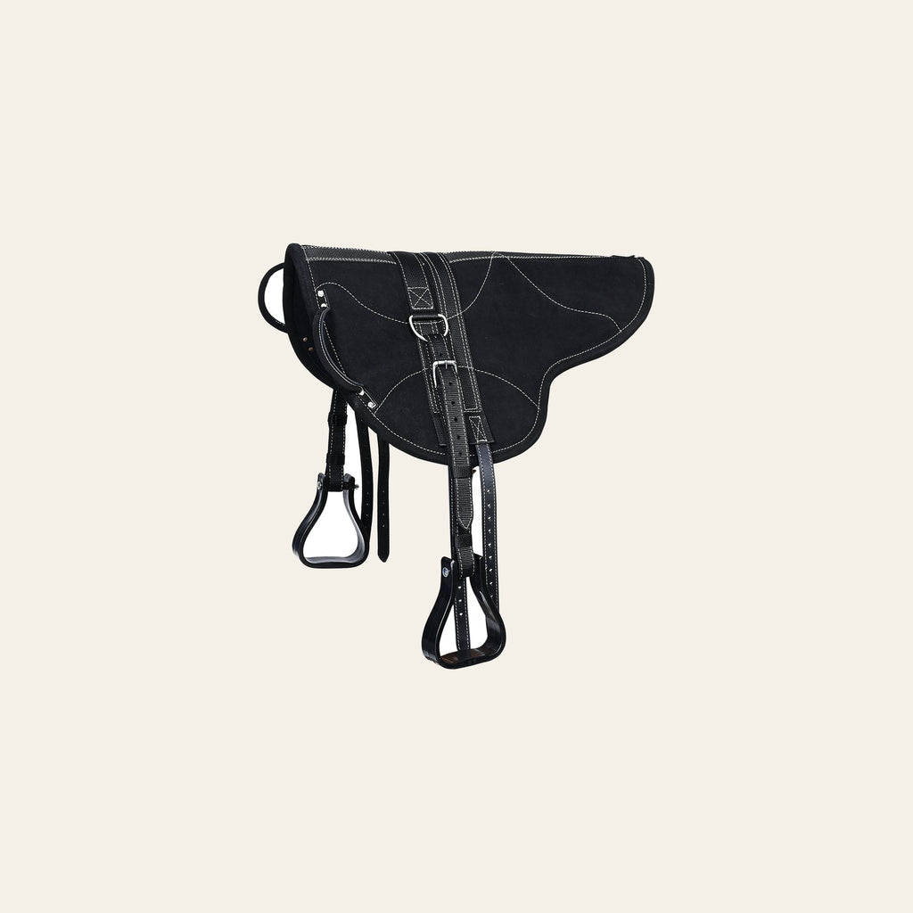 HILASON Natural Horsemanship Leather Bareback Treeless Saddle Pad Black | Western Pads Baretek Riding for Horses