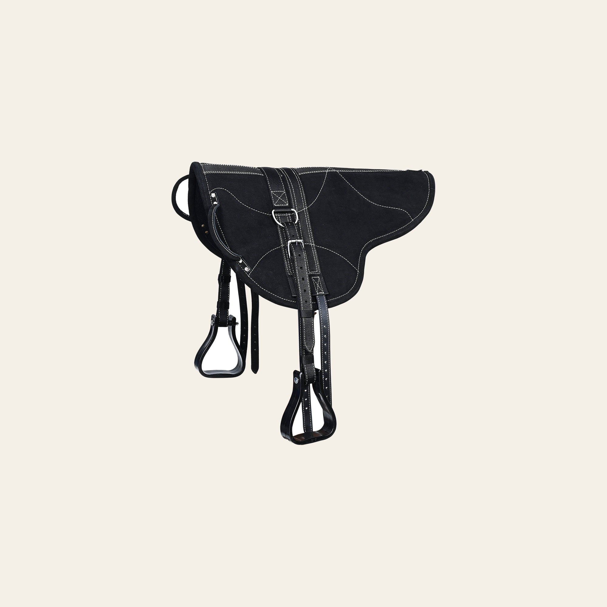 HILASON Natural Horsemanship Leather Bareback Treeless Saddle Pad Black | Western Pads Baretek Riding for Horses