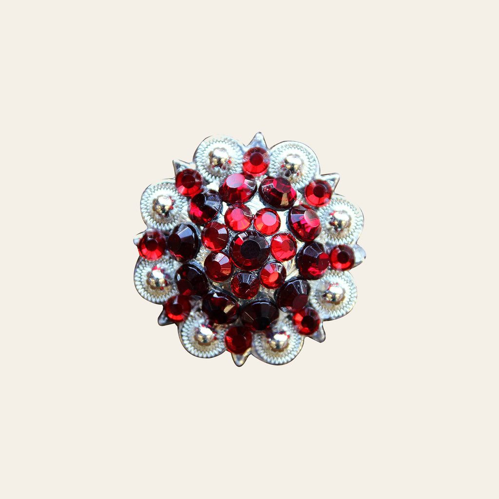 HILASON Pink Red Crystal 1-1/4In. Berry Concho Rhinestone Tack Saddle | Slotted Conchos Leather Screw Back