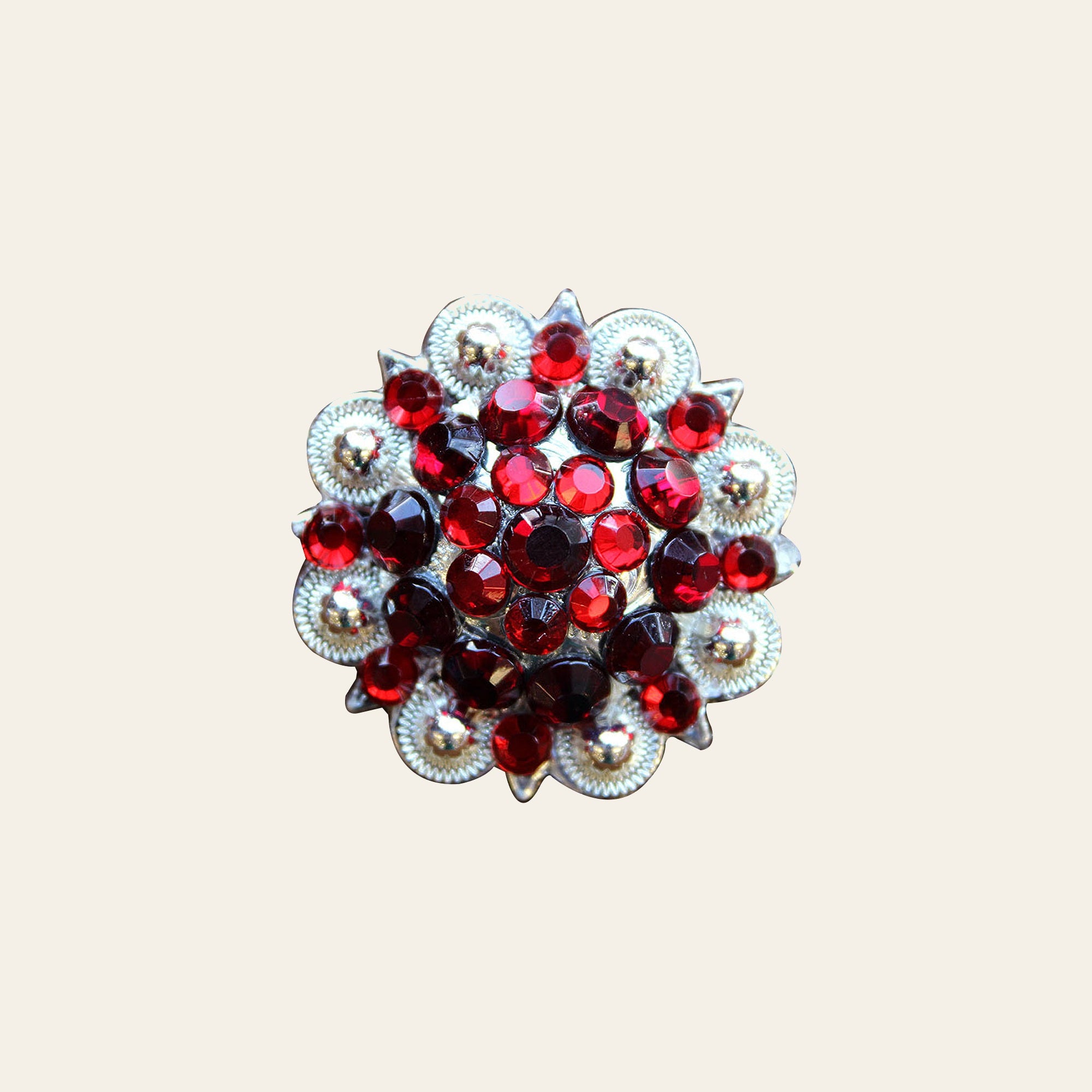 HILASON Pink Red Crystal 1-1/4In. Berry Concho Rhinestone Tack Saddle | Slotted Conchos Leather Screw Back