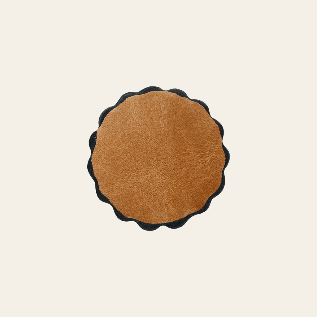 Hilason Plain Scalloped Leather Rosette Concho Saddle Tack Tan 1-3/4"