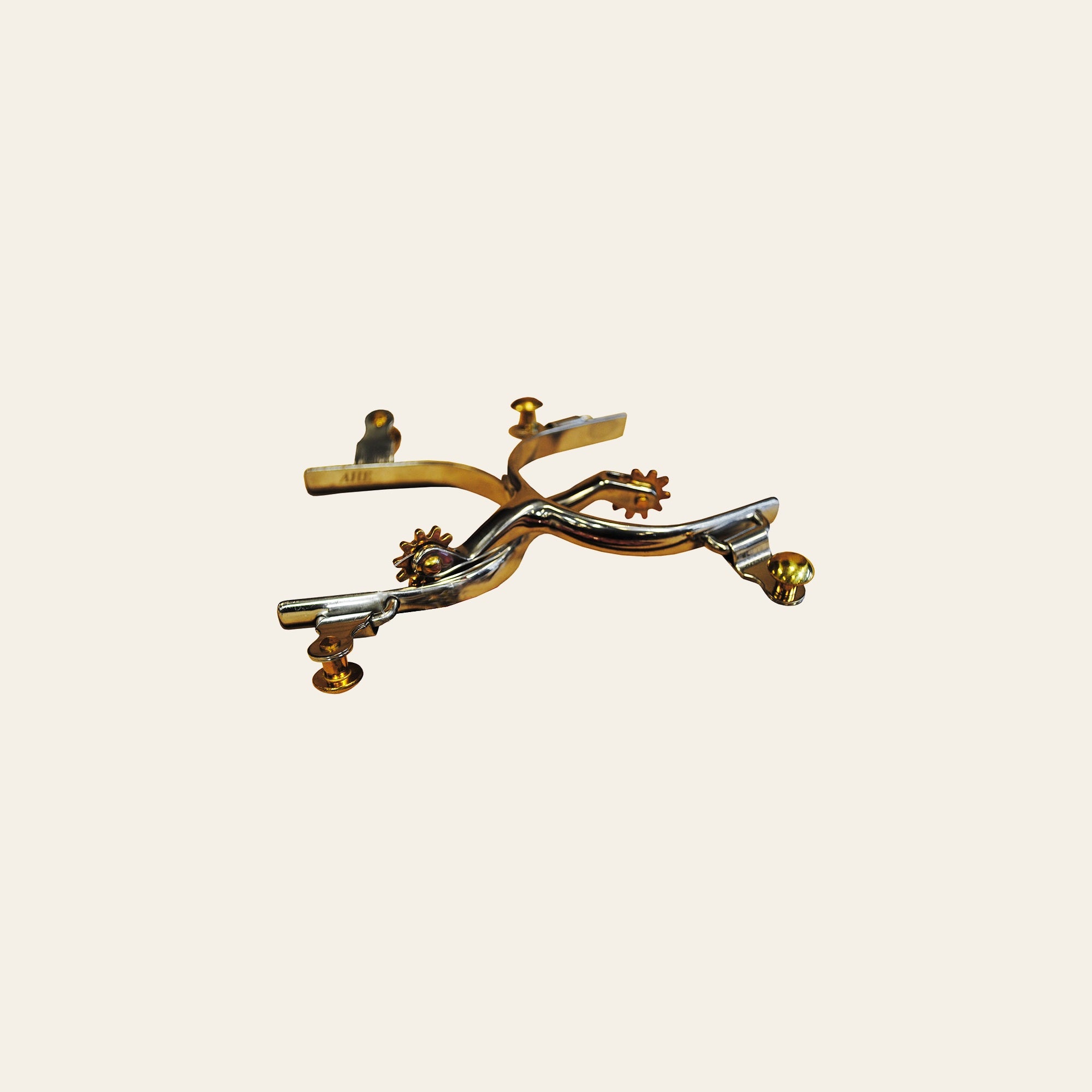 Hilason Stainless Steel Ladies Roping Spurs With 10 Points Solid Brass Rowel