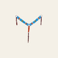 HILASON Western Wool Headstall & Breast Collar Tack Set Turquoise Brown | Leather for Horses