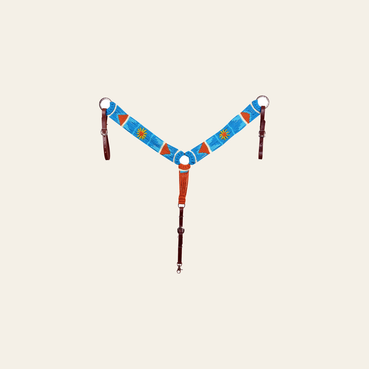 HILASON Western Wool Headstall & Breast Collar Tack Set Turquoise Brown | Leather for Horses