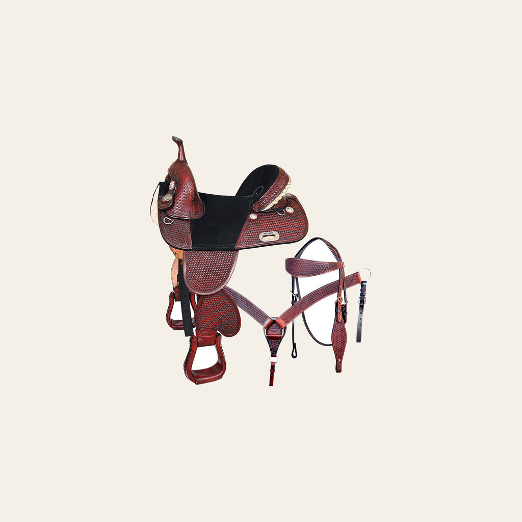 HILASON Treeless Trail Barrel American Leather Saddle Tack Set | Horse Western for Horses