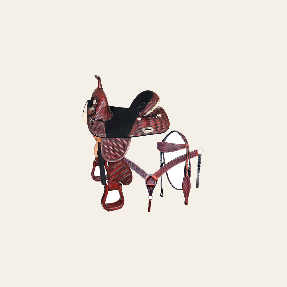 HILASON Treeless Trail Barrel American Leather Saddle Tack Set | Horse Western for Horses
