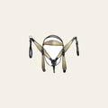 HILASON Western American Leather Horse Headstall & Breast Collar Tack Set Black & Croc Gold