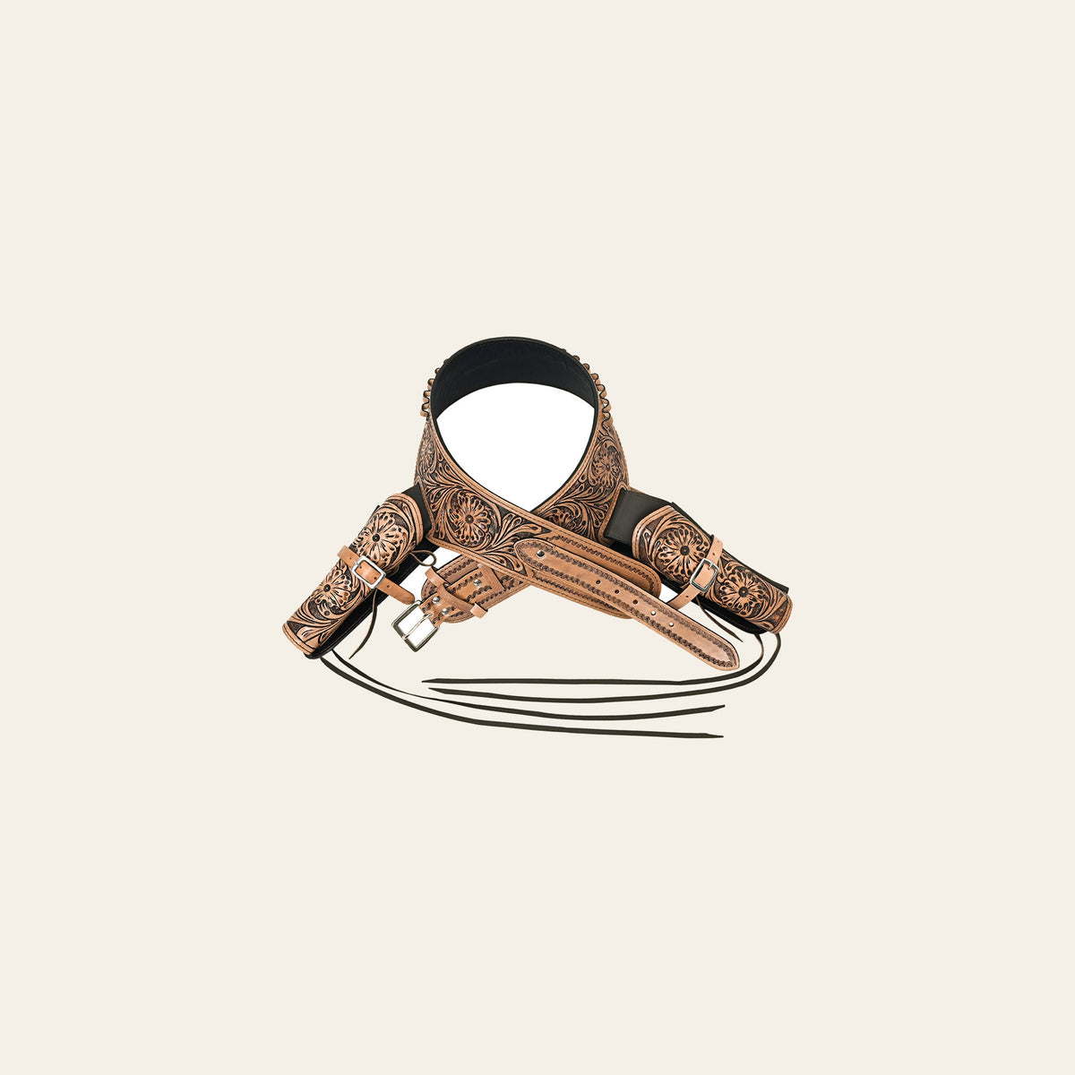 HILASON Western Double Hand Gun Holster Rig 44/45 Caliber Leather Cowboy | Costume Belt