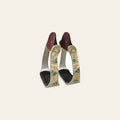 HILASON Western Engraved Aluminum Saddle Stirrup Stirrups Pair Engraved Brass Turquoise Inlay Rubber Tread