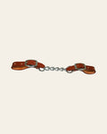 Hilason Western Horse 5/8 In Single Link Curb Chain Genuine Leather Brown Stainless Steel Hardware