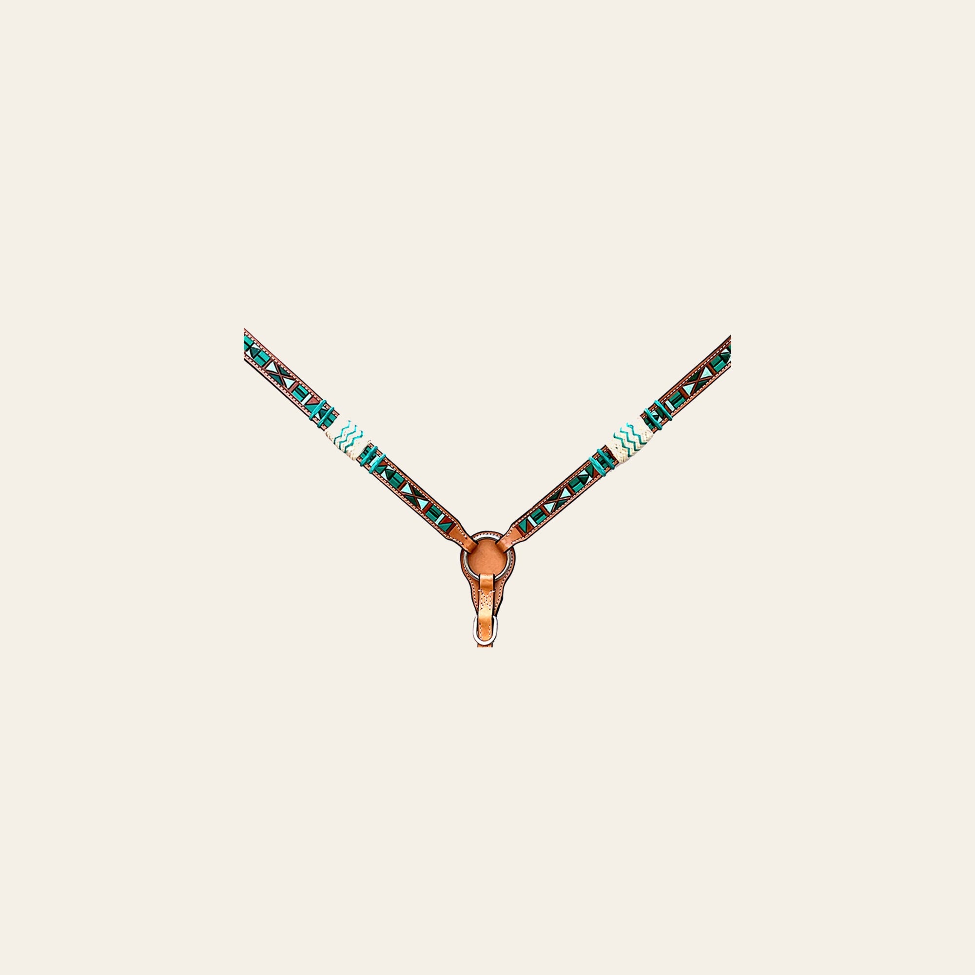 Hilason Western Horse Breast Collar Rawhide Braided American Leather Tan