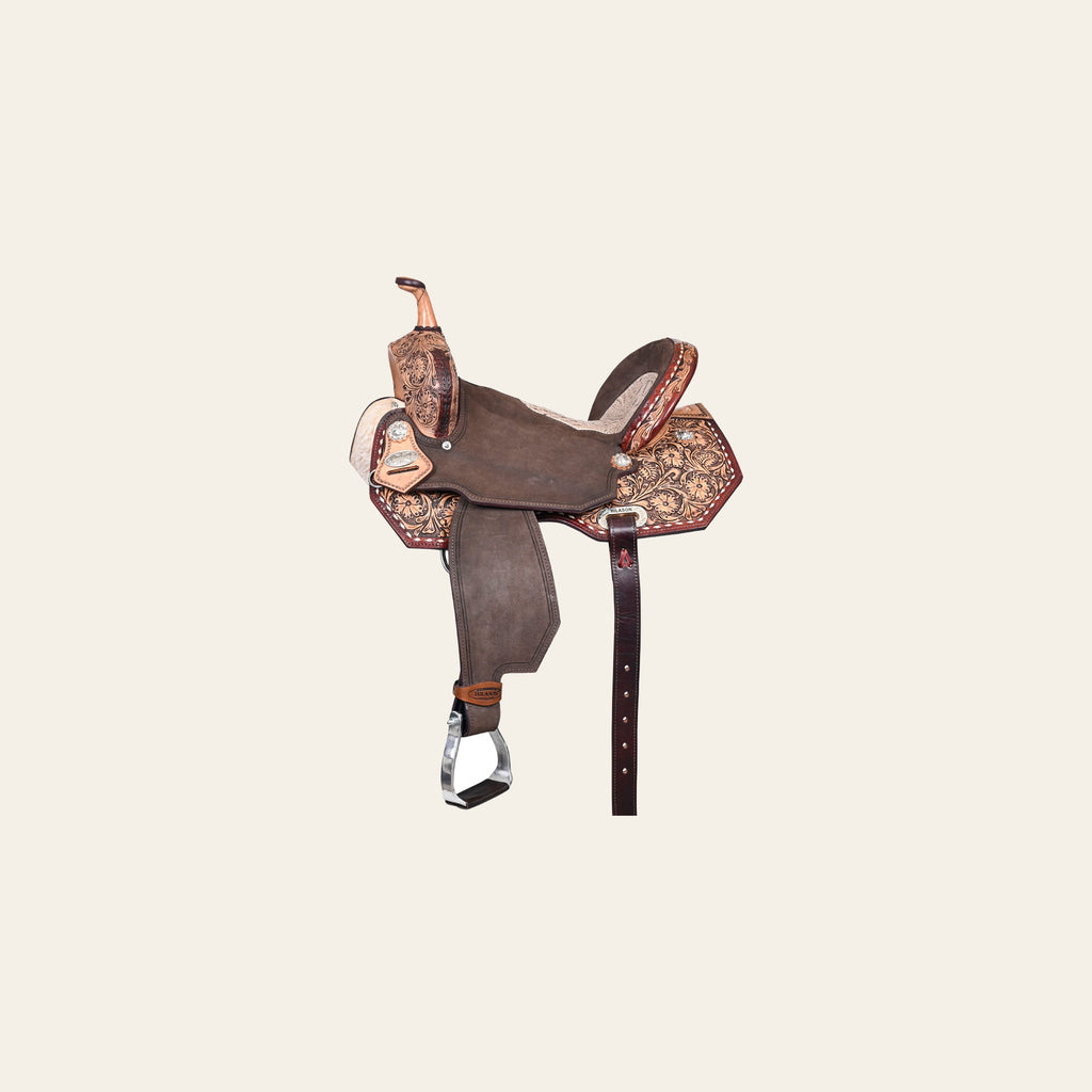 Hilason Western Horse Flex Tree Barrel Trail In American Leather Saddle Brown