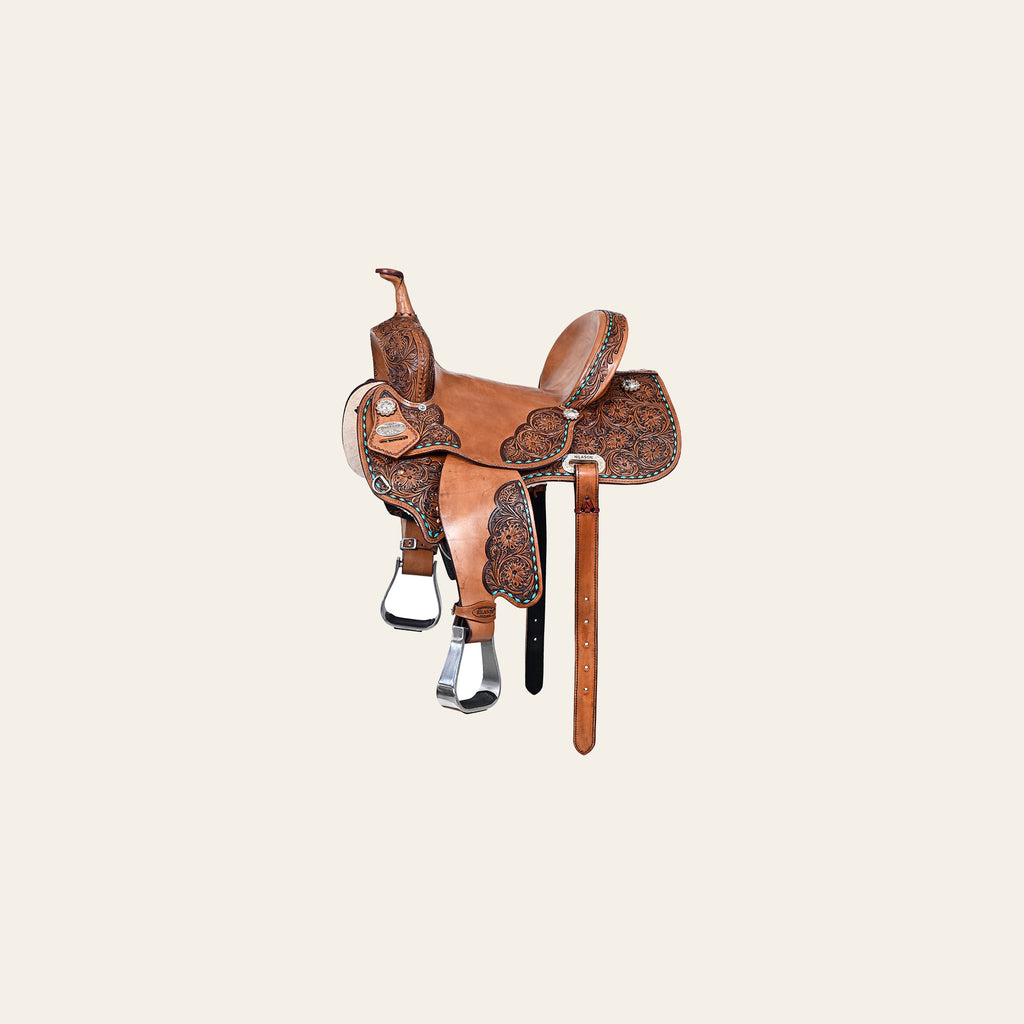 HILASON Western Horse Flex Tree Barrel Trail in American Leather Saddle Brown | for Horses