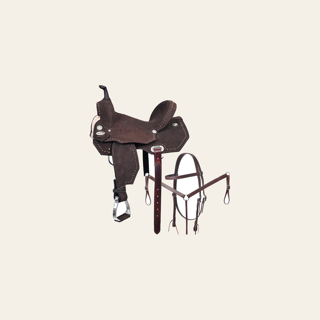 Hilason Western Horse Flex Tree Barrel Trail In Suede Leather Saddle & Biothane Tack Set