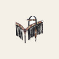 Hilason Horse Floral Hand Painted American Leather Breast Collar Headstall Fringes Brown