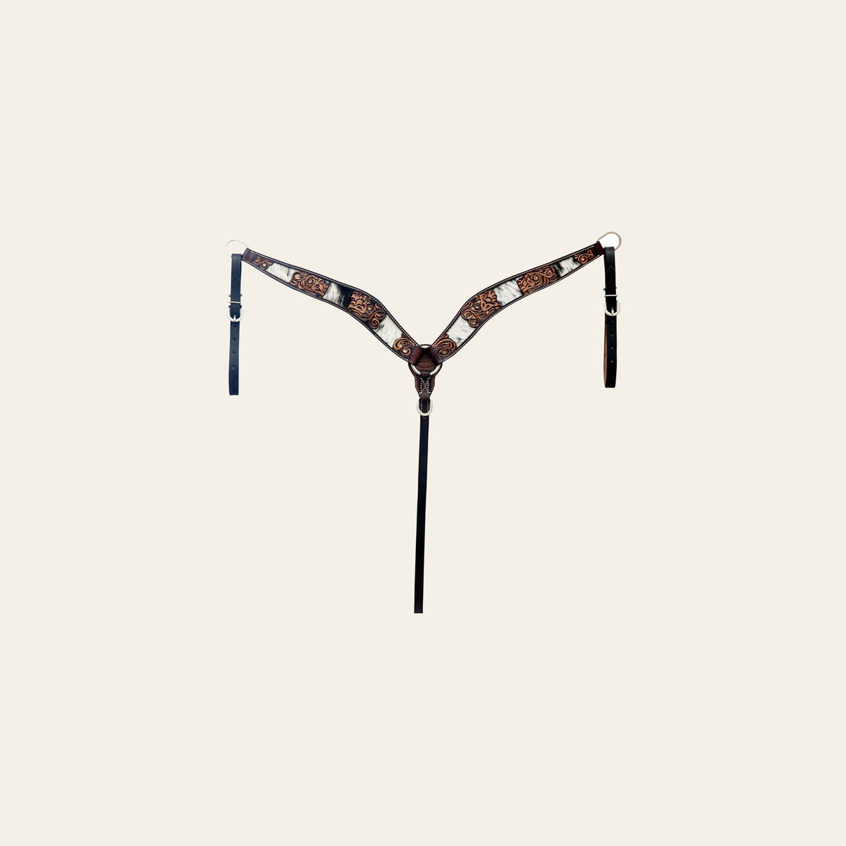 Hilason Horse Floral Hand Carved American Leather Breast Collar Headstall Brown