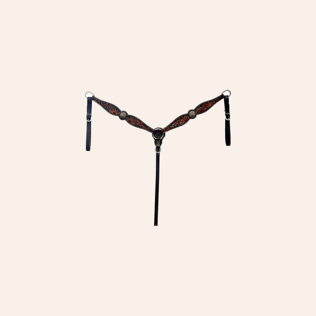 Hilason Horse Floral Hand Painted American Leather Breast Collar Headstall Concho Dark Brown