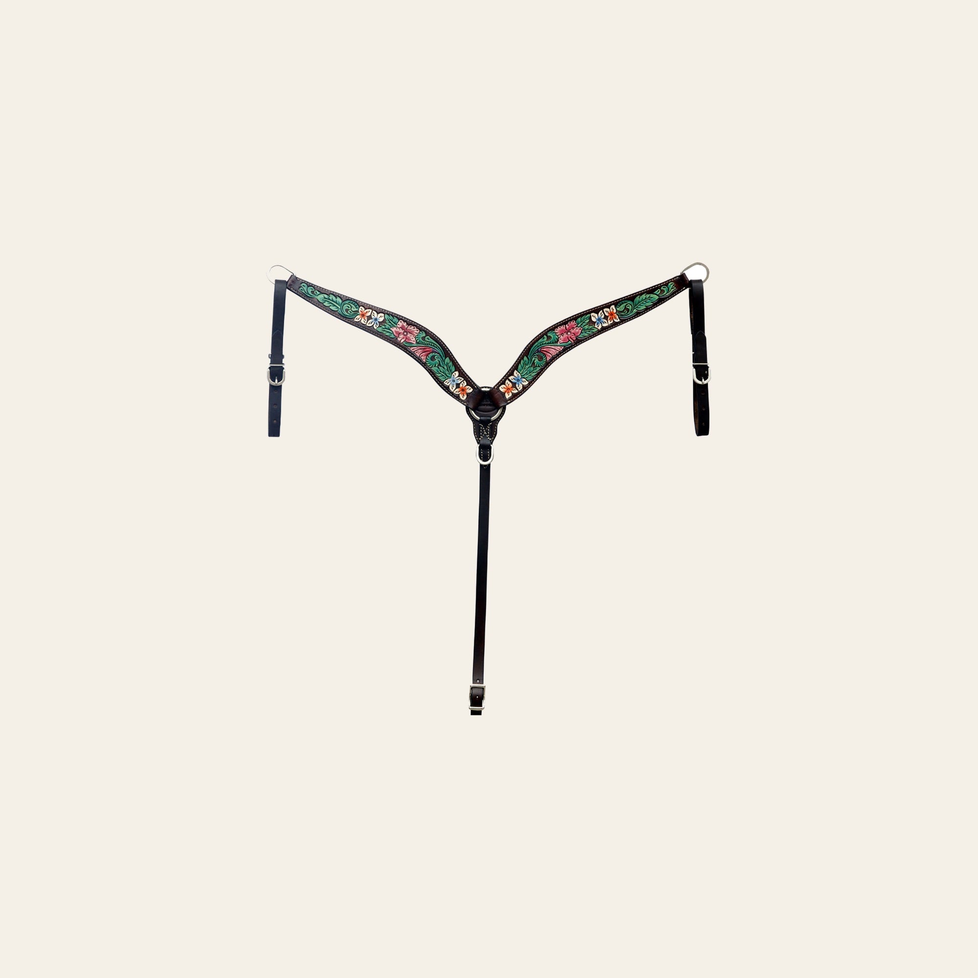 Hilason Horse Floral Hand Painted American Leather Breast Collar Headstall Brown
