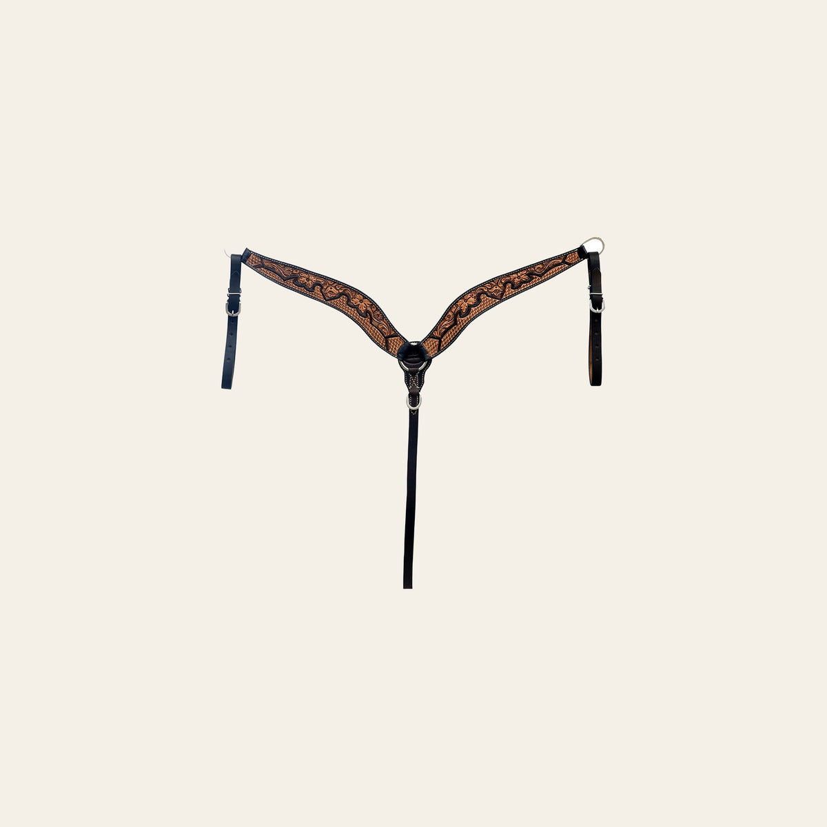 Hilason Horse Floral Hand Carved American Leather Breast Collar Headstall Brown
