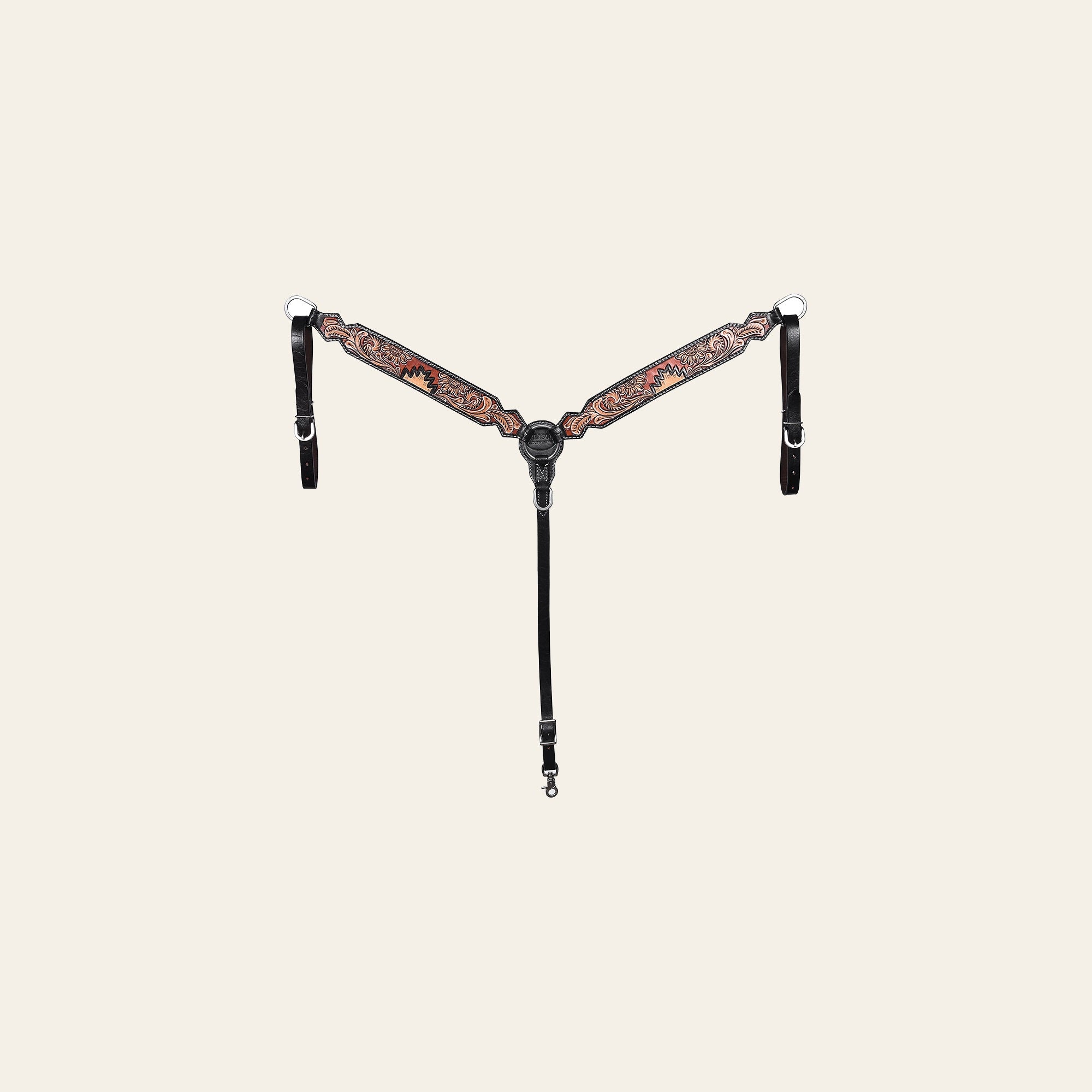 Hilason Horse Floral Hand Painted American Leather Breast Collar Headstall Dark Brown