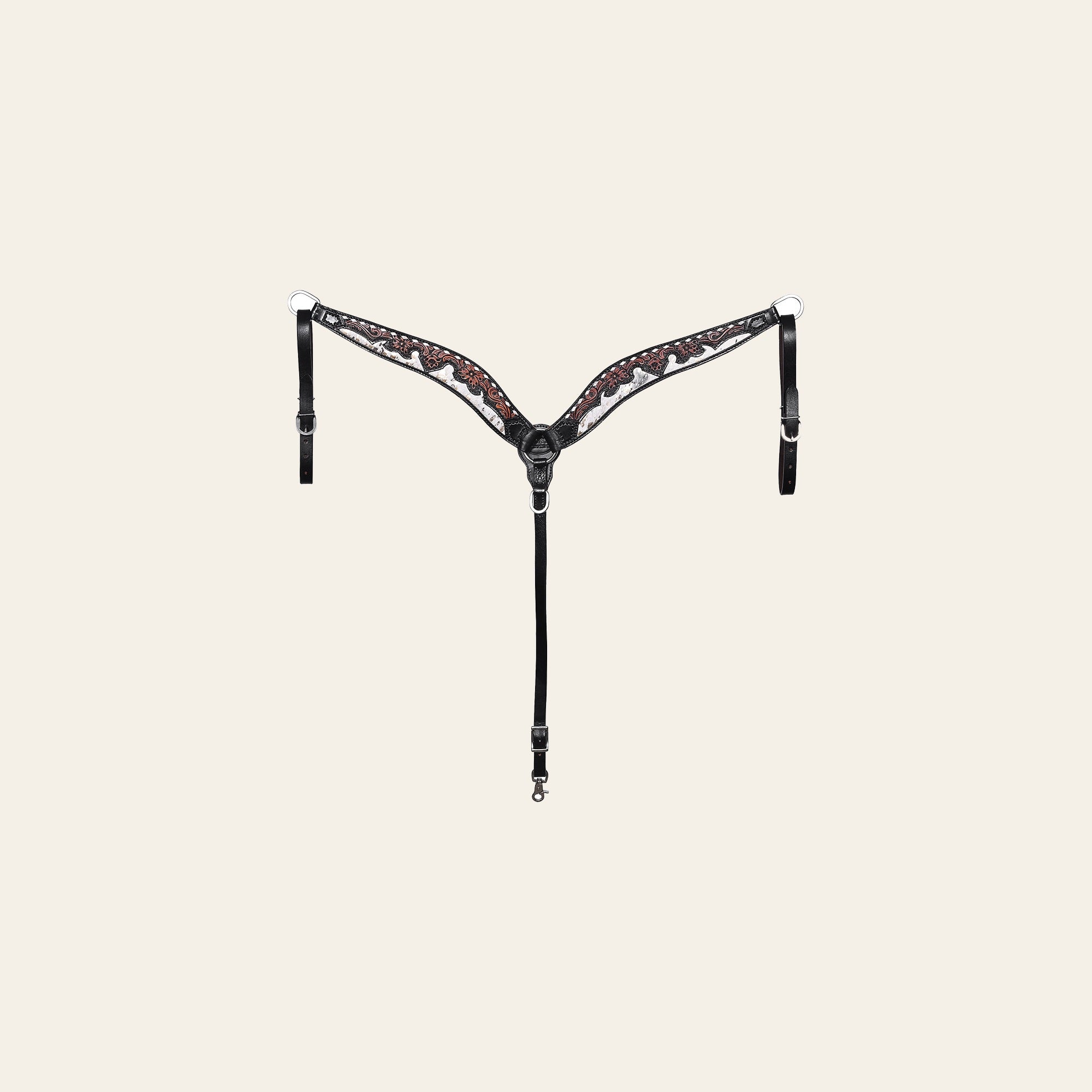 Hilason Horse Floral Hand Carved American Leather Breast Collar Headstall Dark Brown