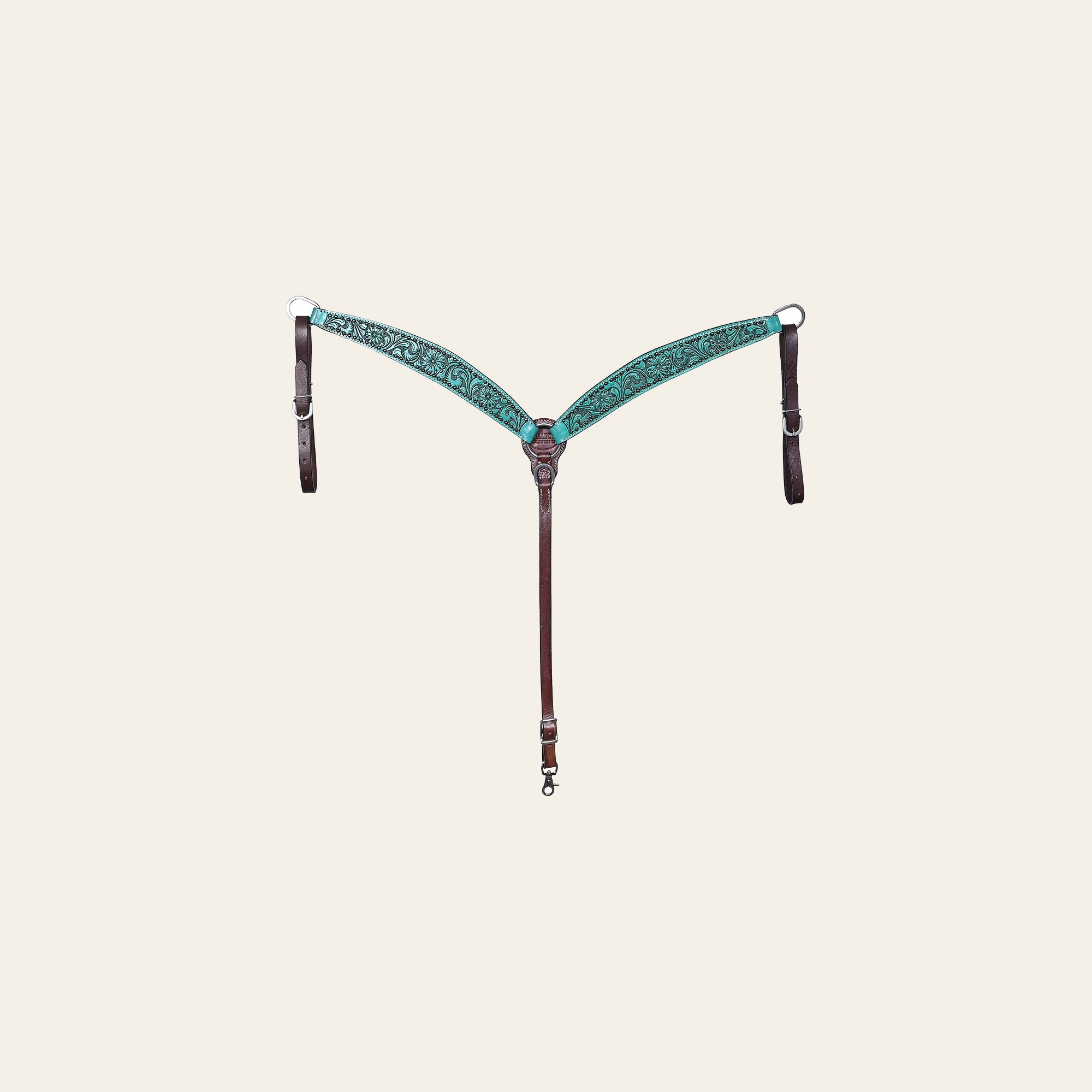 Hilason Horse Floral Hand Painted American Leather Breast Collar Headstall Turquoise