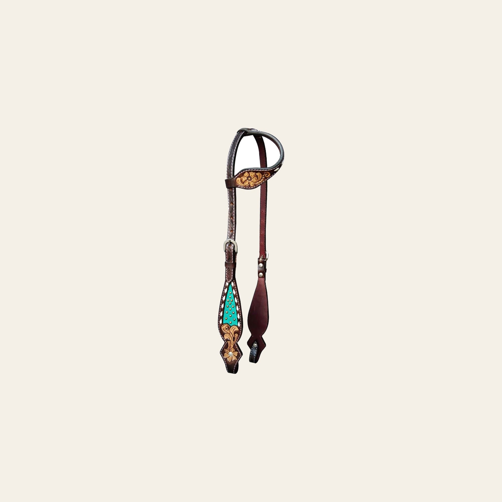 HILASON Western Horse Floral Headstall Breast Collar American Leather Tack Set