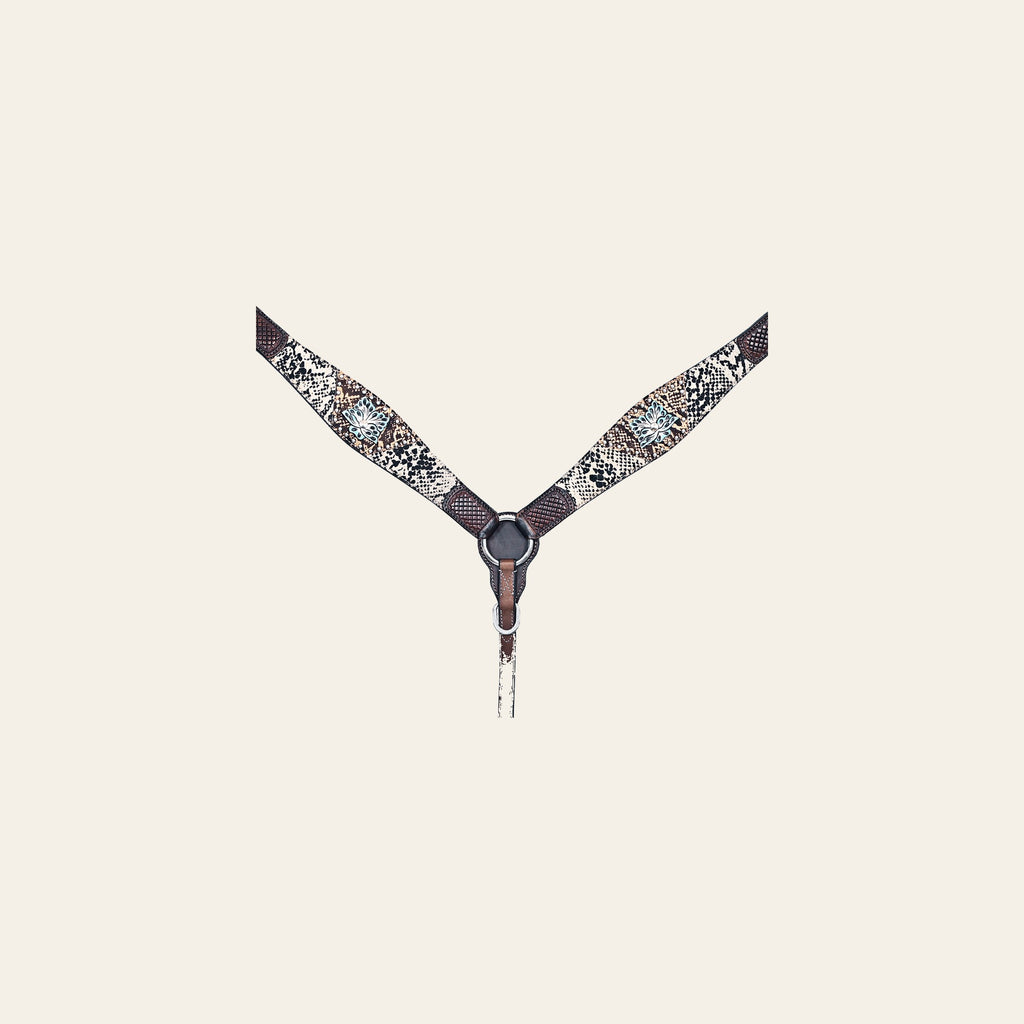 HILASON Western Horse Floral Snake Print Headstall Breast Collar Set Leather Brown | Tack for Horses
