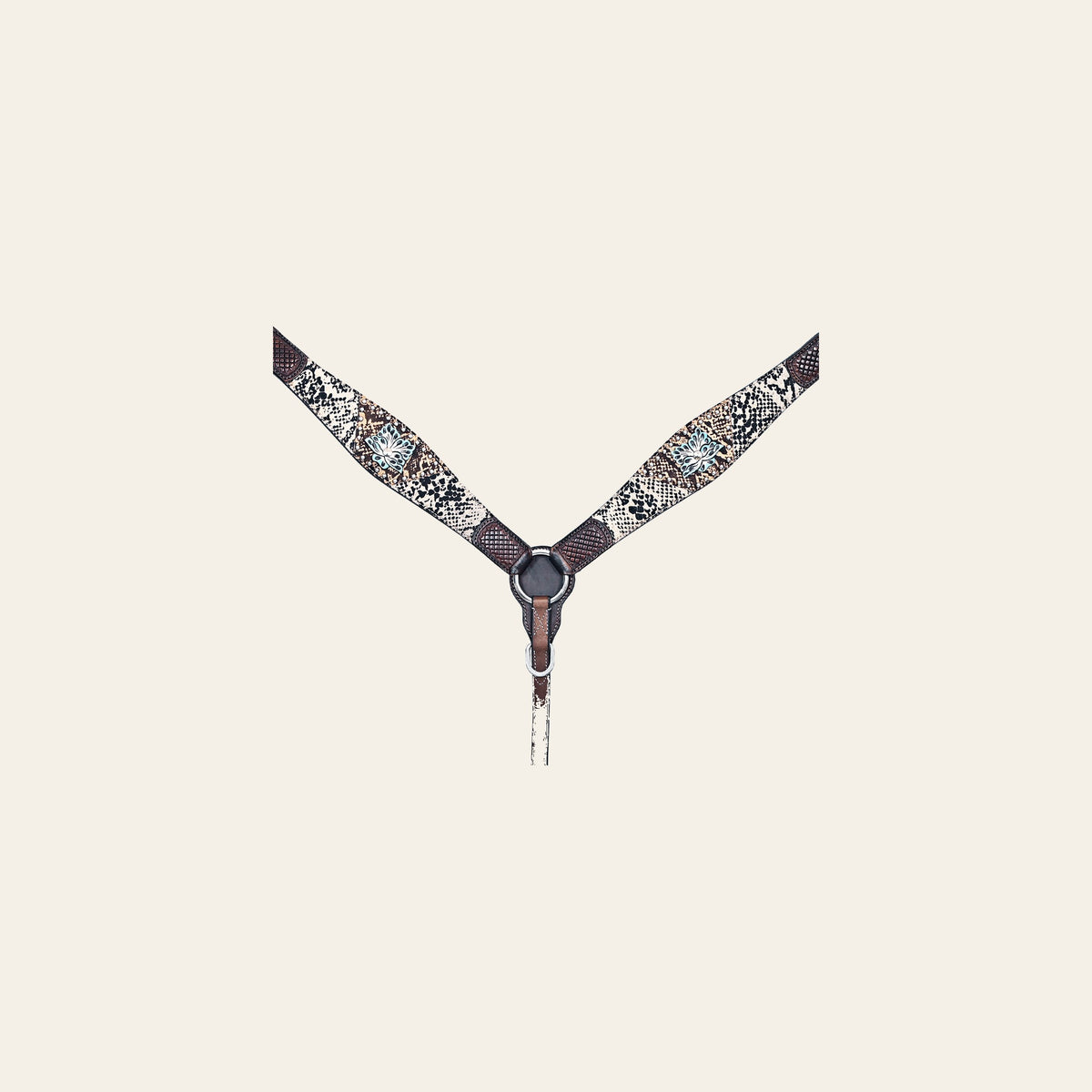 HILASON Western Horse Floral Snake Print Headstall Breast Collar Set Leather Brown | Tack for Horses