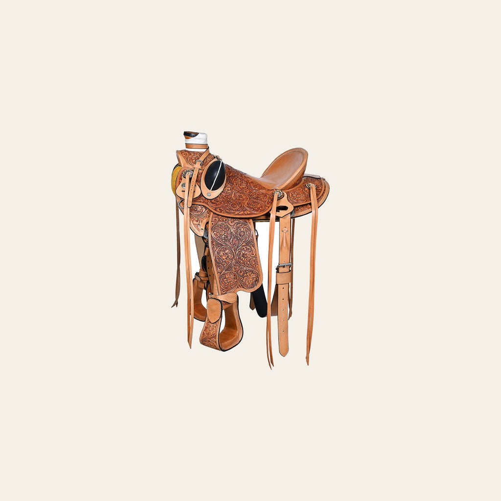 Hilason Western Horse Saddle Wade Ranch Roping American Leather Tan
