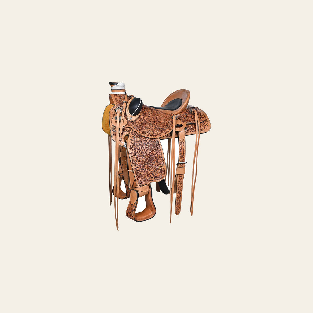 Hilason Western Horse Saddle Wade Ranch Roping American Leather Tan