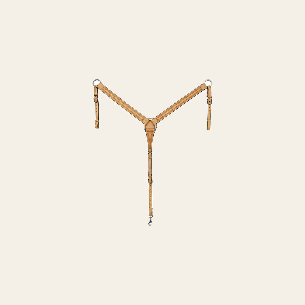 HILASON Western Horse Genuine Leather Hand Tooled Headstall Breast Collar Tan