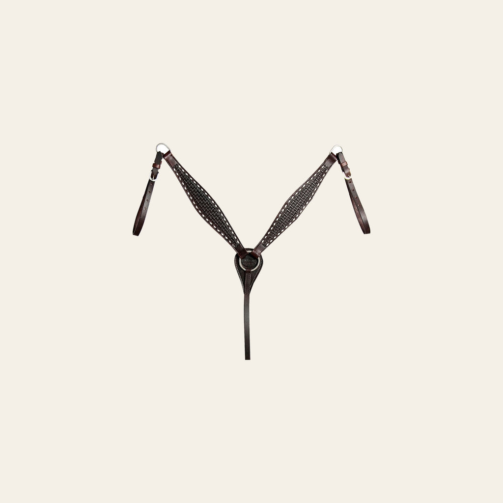 HILASON Western Horse Genuine Leather Headstall & Breast Collar With Side Buck Stitch Brown | for horses
