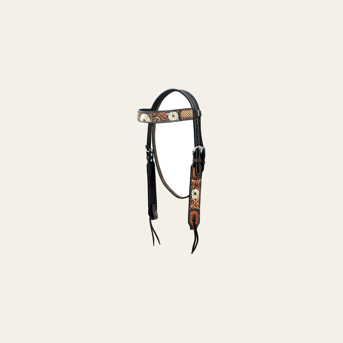 Hilason Western Horse Floral Hand Painted American Leather Headstall Dark Brown