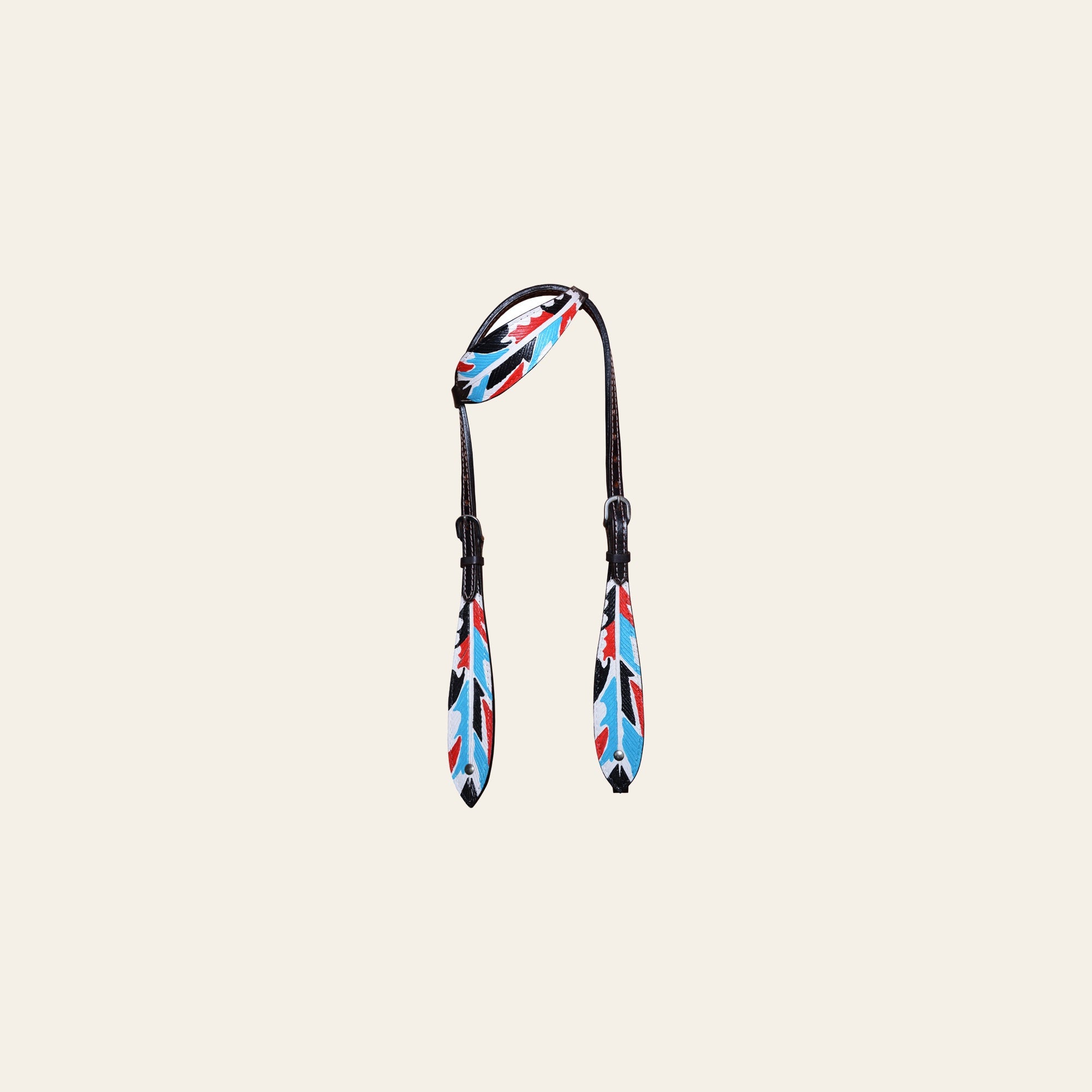 HILASON Western Horse Genuine Leather Printed One Ear Headstall Black | for