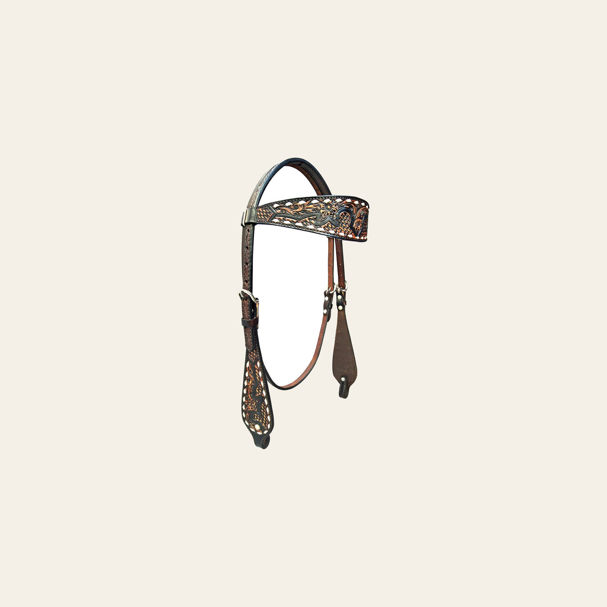 HILASON Western Horse Floral Headstall American Leather Dark Brown | Bridle
