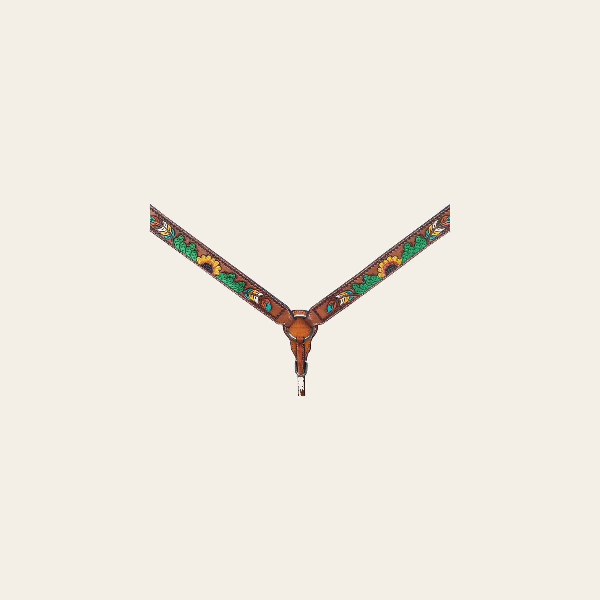 HILASON Western Horse Sunflower Cactus Headstall Breast Collar Wither American Leather Tack Set