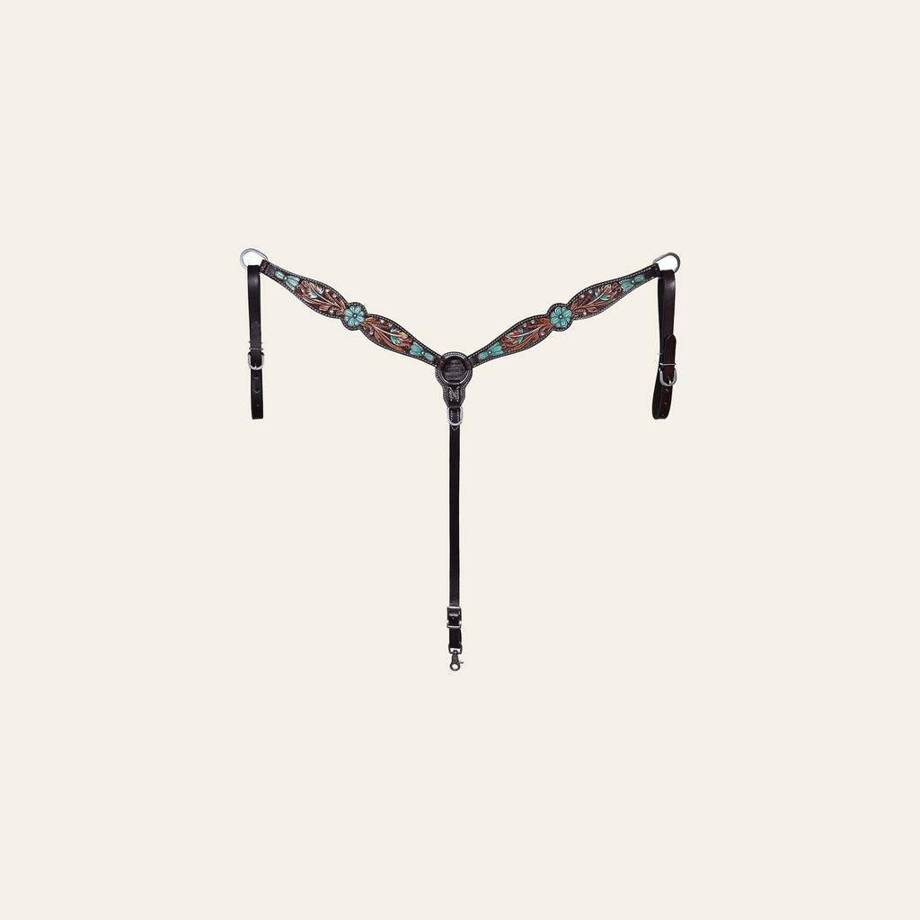 HILASON Western Horse Headstall Breast Collar American Leather Floral