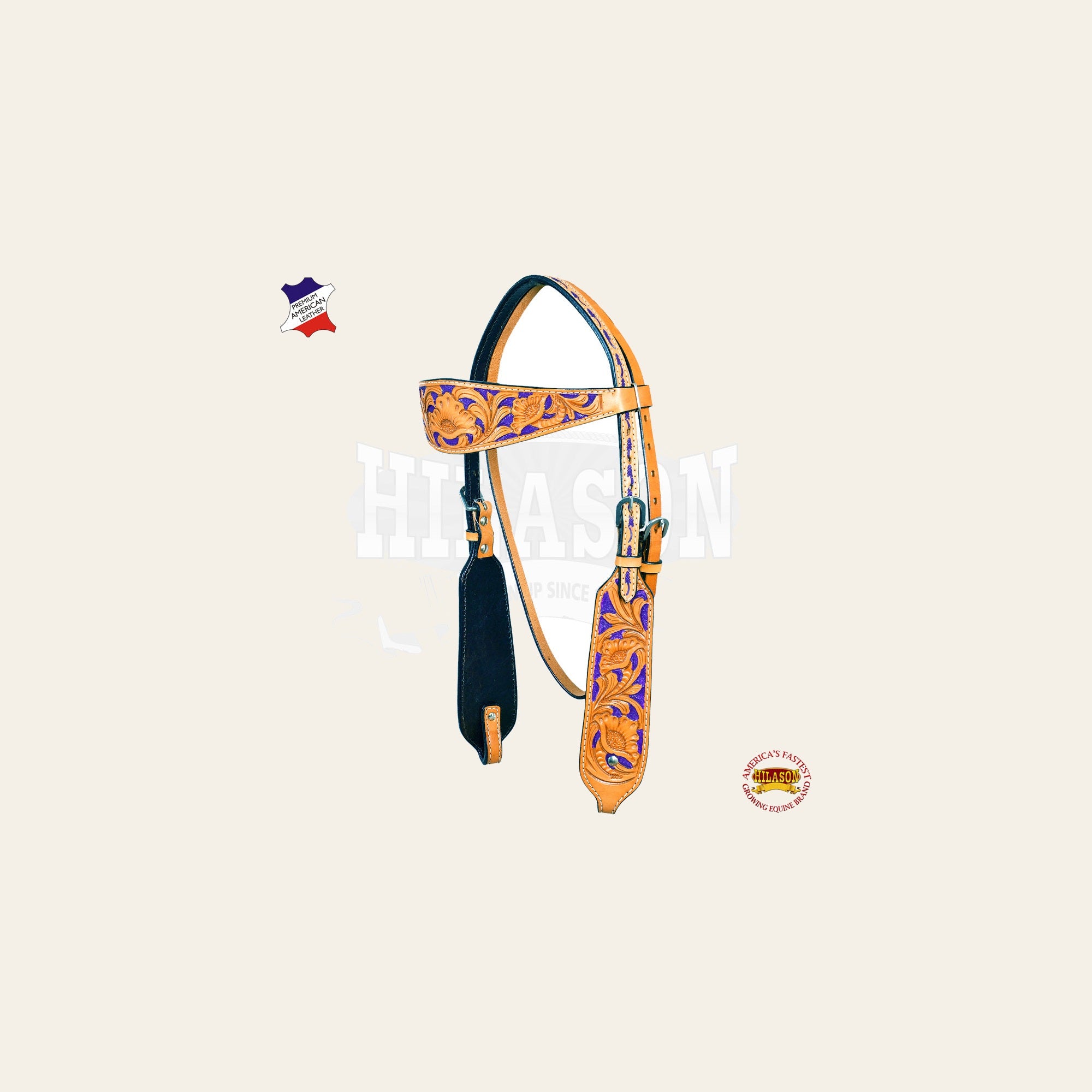 HILASON Western Horse Headstall Bridle American Leather Tan Floral Carved | for Horses Headstalls