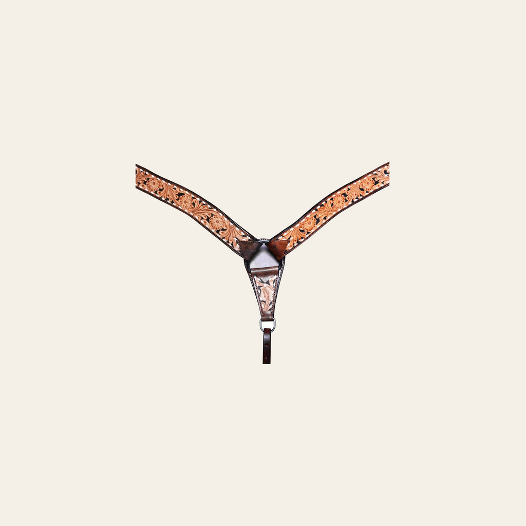 HILASON COMFYTACK Western Horse Leather Headstall & Breast Collar Side Buck Stitch Tan | Tack Set for Horses