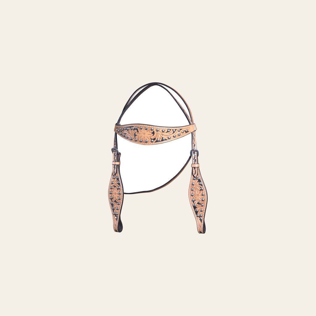 HILASON Western Horse Leather Headstall Tan | for Horses Headstalls