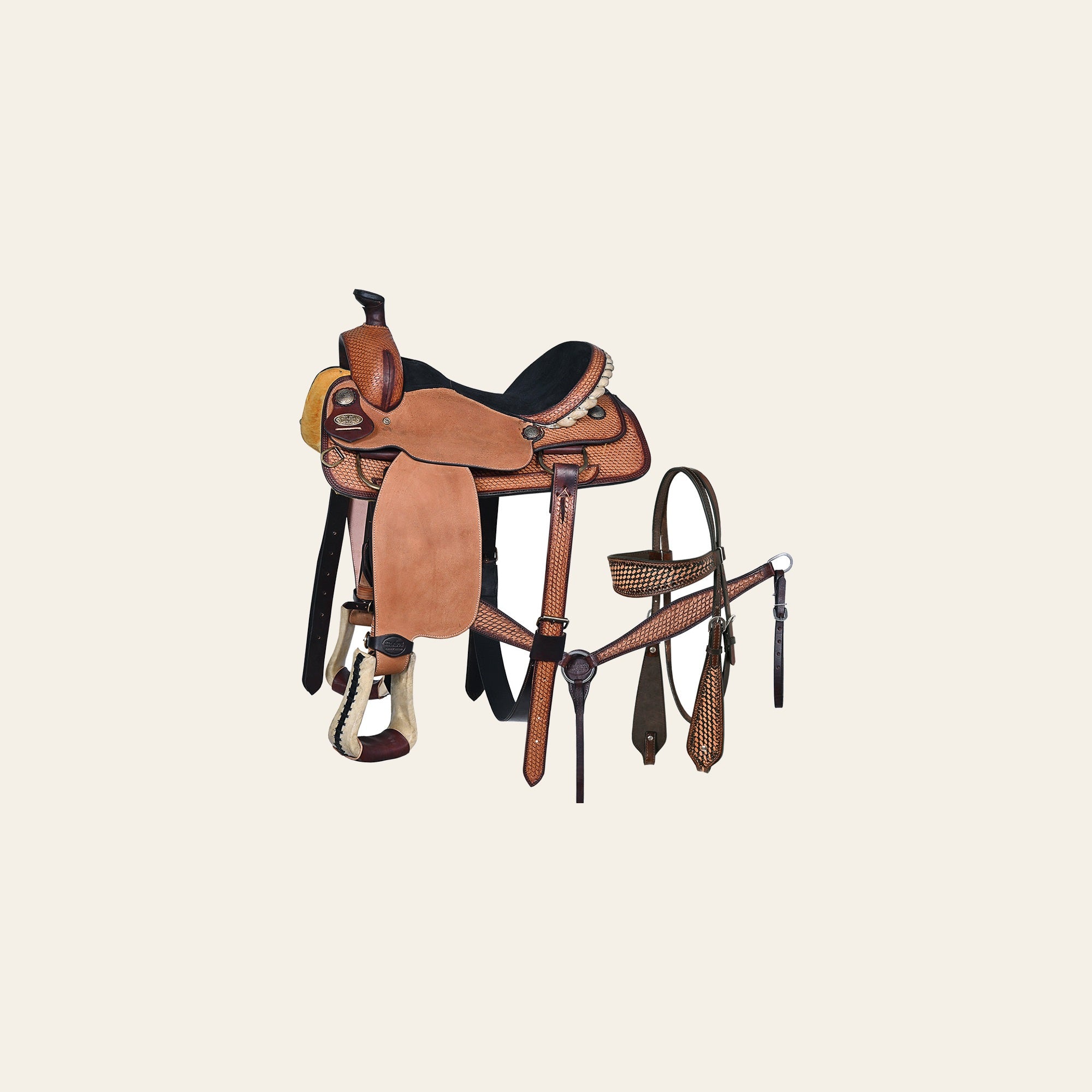 HILASON Western Horse Ranch Roping American Leather Saddle Brown