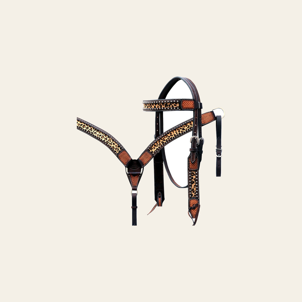 HILASON Western Leather Horse Headstall Breast Collar American Dark Brown Harness | Tack Set for Horses
