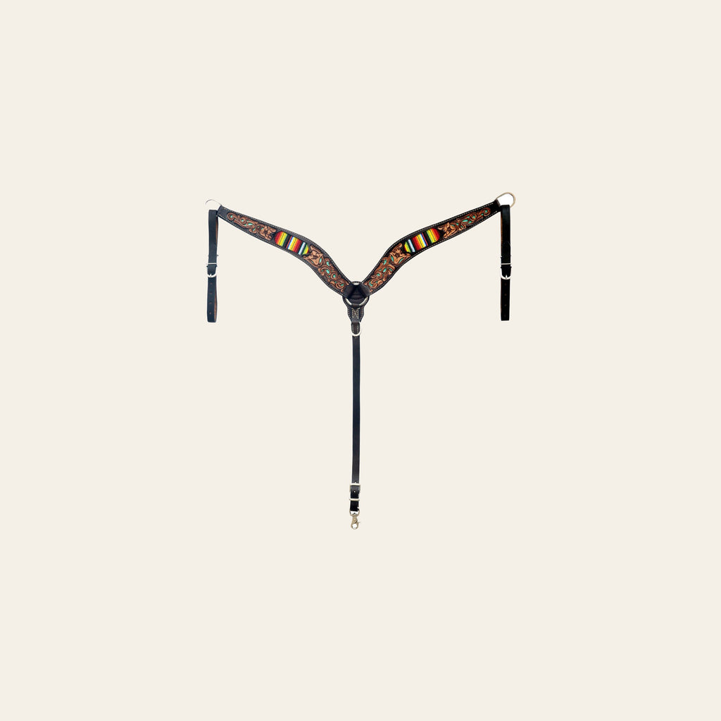 HILASON Western Leather Horse Headstall & Breast Collar Floral Beaded Brown