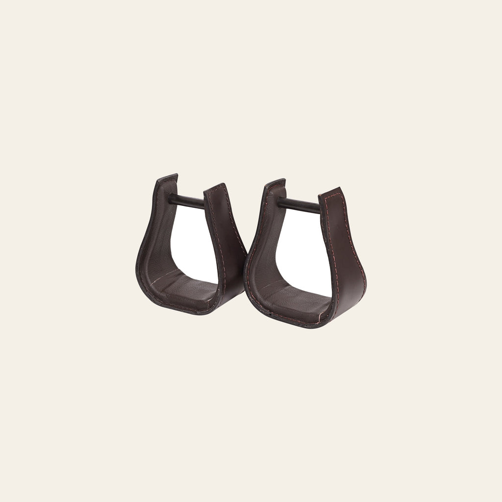 Hilason Western Saddle Dark Brown Leather Covered Horse Stirrups
