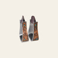 HILASON Western Saddle Stirrup Stirrups Pair Engraved Copper Flower Concho Turquoise Inlay Rubber Tread Pair